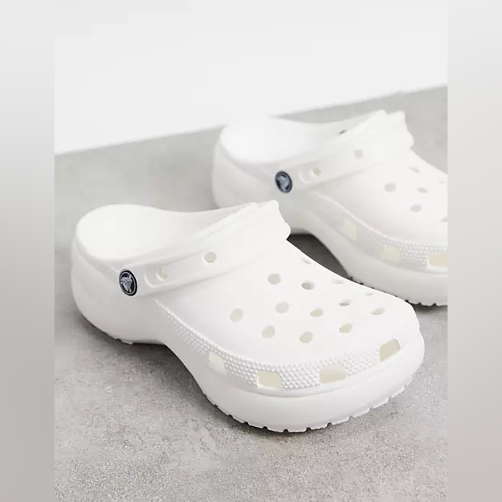 White Platform Crocs Clogs